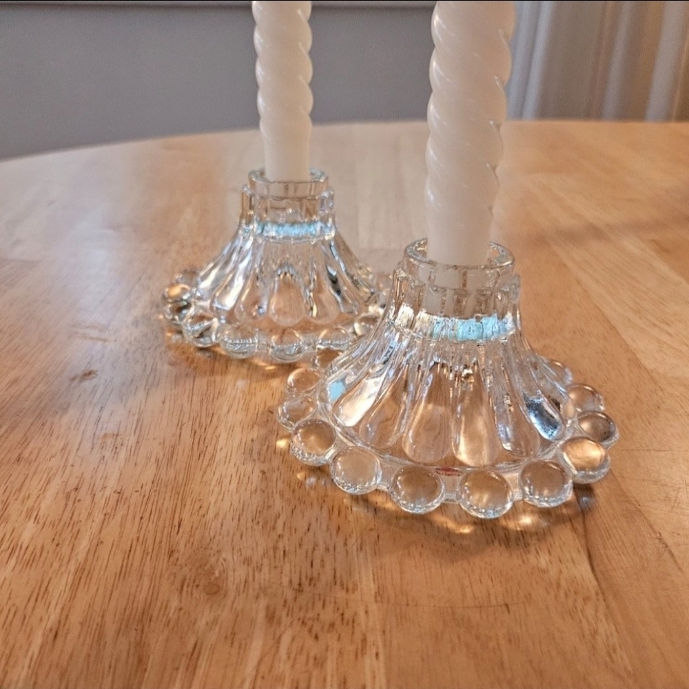 Vintage Anchor Hocking Glass Boopie Candle Holders